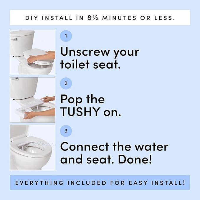 TUSHY Fresh Cool Water Bidet: Ultra Slim Toilet Seat Attachment Easy DIY - Image 5