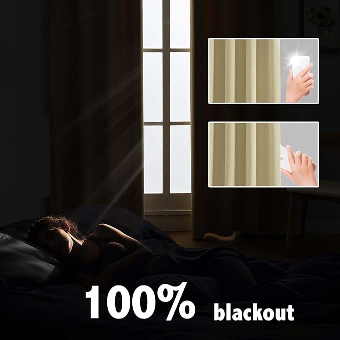 Anytime 100% Blackout Curtain 2 Panels Set, Thermal Insulated Window Drapes - Image 3