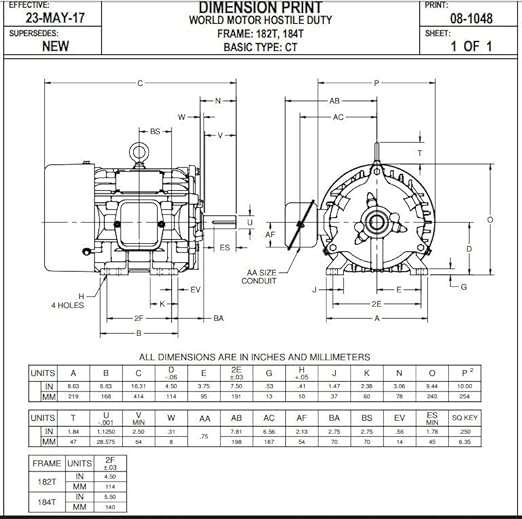 3 hp 1800 RPM 182T Frame 208-230/460V TEFC Nidec Electric Motor # HD3P2E - Image 2