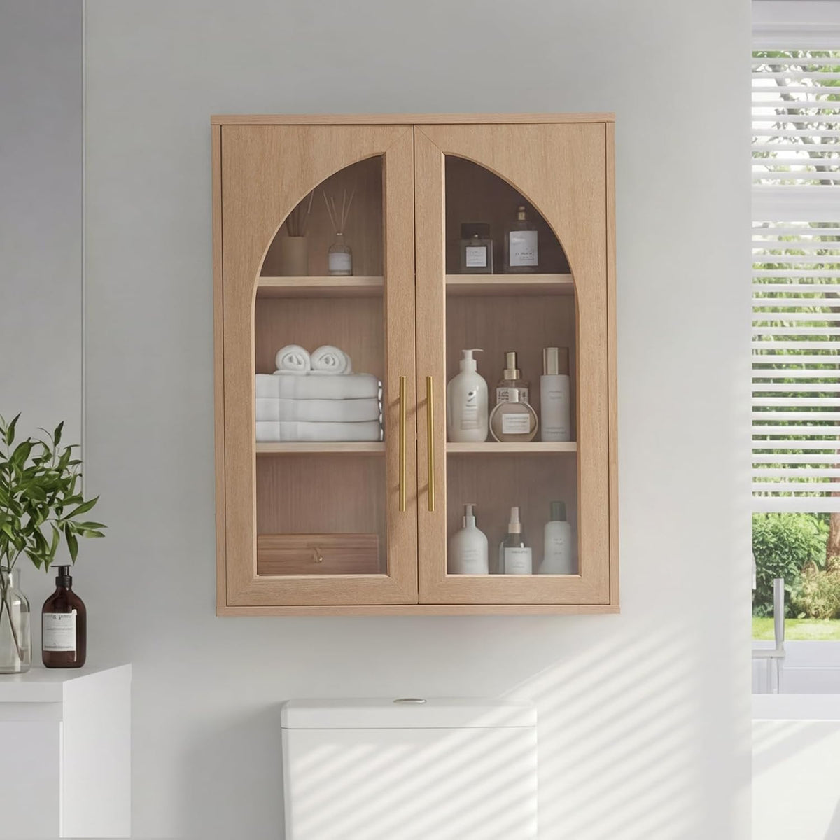 Bathroom Wall Cabinet, 23.5×31.4'' Storage Cabinet, Arched Cabinet Wa...