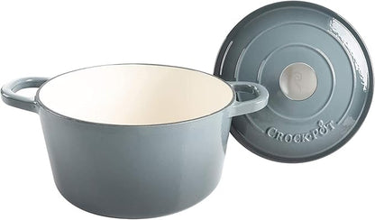 Crock Pot Artisan 5-Quart Round Enameled Cast Iron Dutch Oven – Slate Gray - Image 2