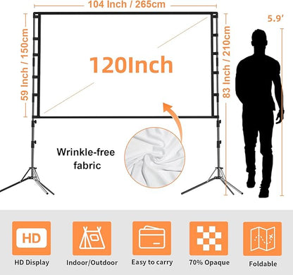 Projector Screen and Stand, GAINVANE 120 inch Portable Projector Screen Indoor - Image 8