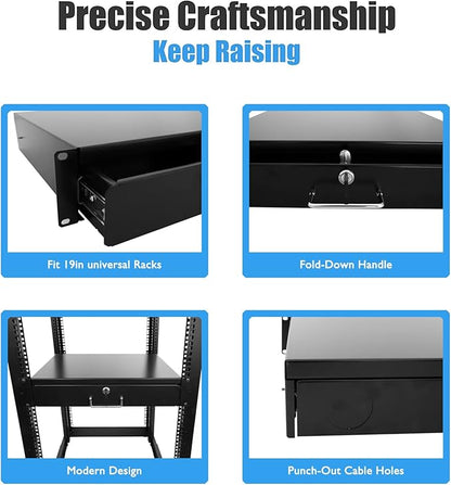 RAISING ELECTRONICS Drawer Server Cabinet Case 19 Inch Locking Rack Mount DJ - Image 4