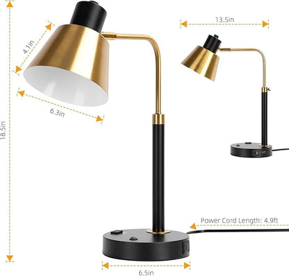 Starstrips Desk Lamp with Dual USB Charging Port, Heavy Duty Metal Task Light - Image 4