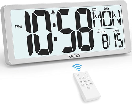XREXS Digital Wall Clock with Backlight, 14.17 Inch Large Wall Clock with by XREXS