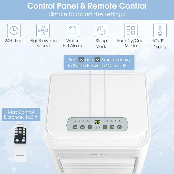 COSTWAY Portable Air Conditioner, 8000 BTU AC Unit - Image 4