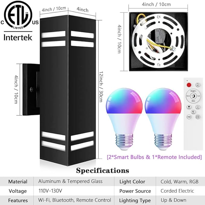 KIZON Smart Porch Lights Color Changing, Ambience RGB WiFi Outdoor Sconce - Image 6