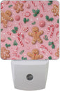 Pigsaly Led Night Light Christmas Gingerbread Men Pink Candy Canes Night Light by Pigsaly
