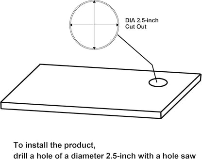 2.5 inch Hole Pop up Outlet for Countertop, 20W USB C, 4 USB Ports, 4 Outlets - Image 6