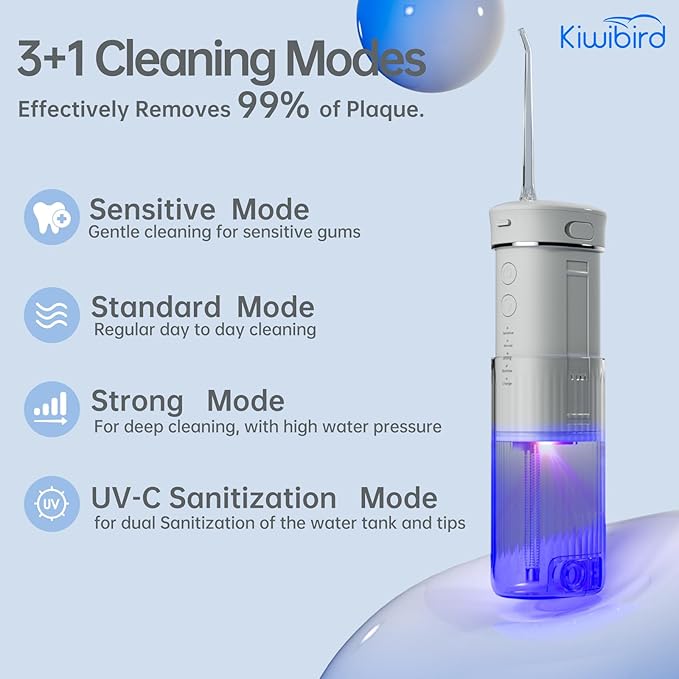 KIWIBIRD Mini Water Flosser for Travel, Ultra-Portable Cordless Oral Irrigator - Image 4