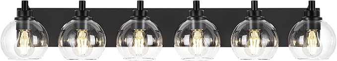 METWET Bathroom Light Fixtures, 6 Light Matte Black Vanity Light, 38 Inch by Metwet