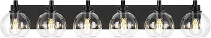METWET Bathroom Light Fixtures, 6 Light Matte Black Vanity Light, 38 Inch by Metwet