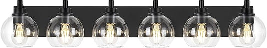 METWET Bathroom Light Fixtures, 6 Light Matte Black Vanity Light, 38 Inch by Metwet