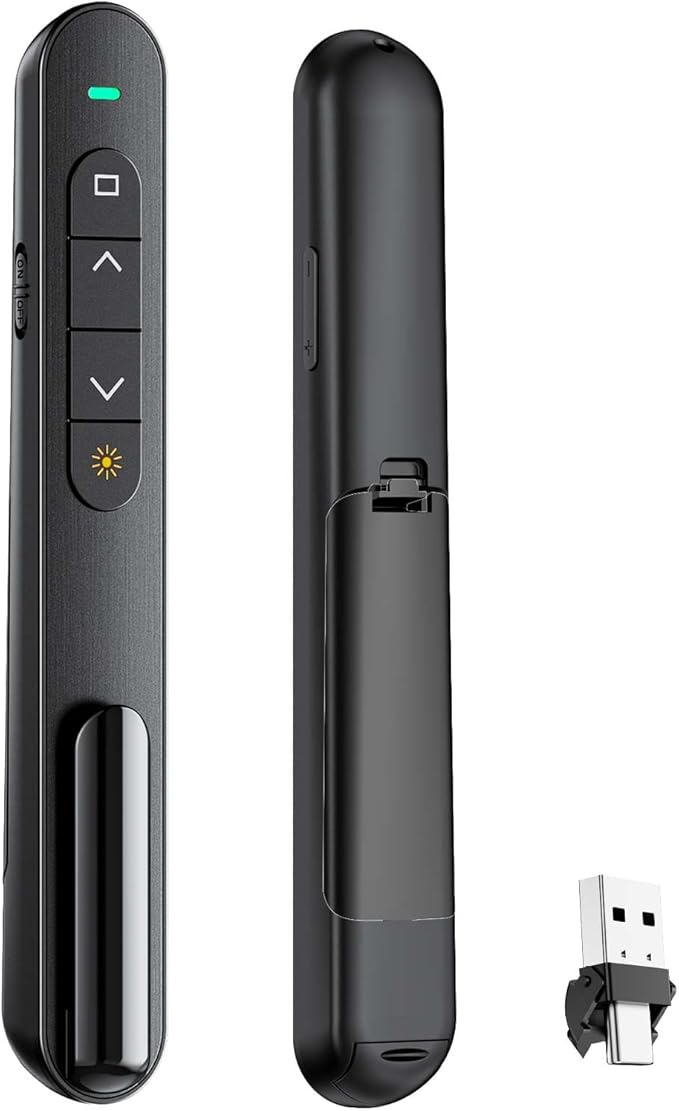 QUI Presentation Clicker for PowerPoint, RF 2.4GHz USB C Wireless Presenter by QUI