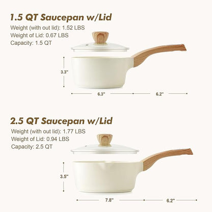 SENSARTE 1.5 & 2.5 Quart Ceramic Sauce Pan Sets - Image 7