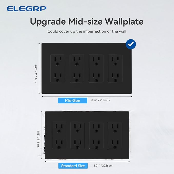 ELEGRP 4-Gang Screwless Decorative Wall Plates, Mid-Size Unbreakable - Image 5