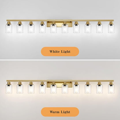 DIKAIDA Gold Bathroom Vanity Light, 10-Light Brushed Gold Bathroom Light - Image 8