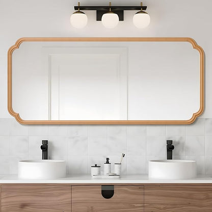 Natural Wood Framed Bathroom Mirror - Image 7