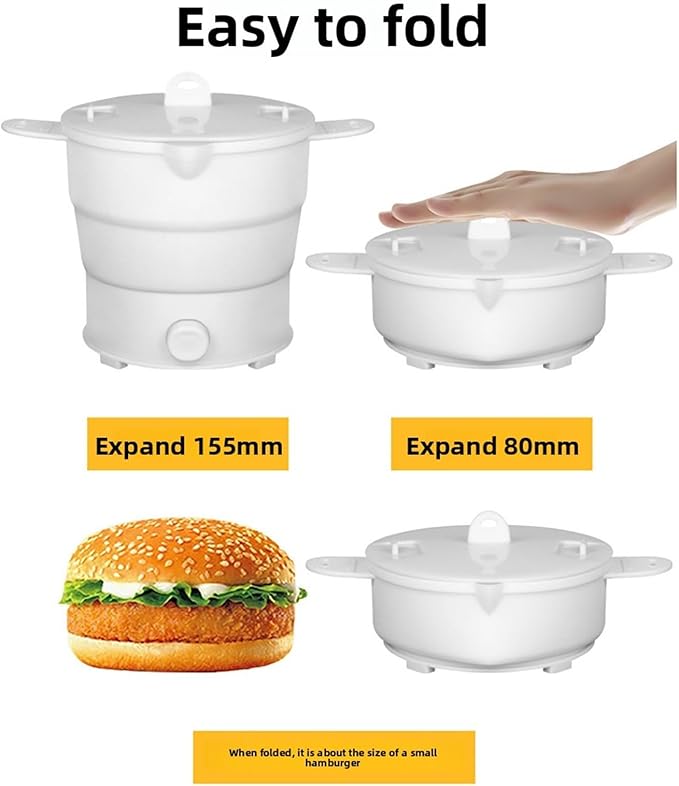 Asixxsix Foldable Electric Cooker, 800W 1.2L Mini Portable Travel Hot Pot - Image 5
