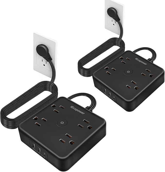 Surge Protector Power Strip 15 ft Cord, Long Power Strip by iEcopower