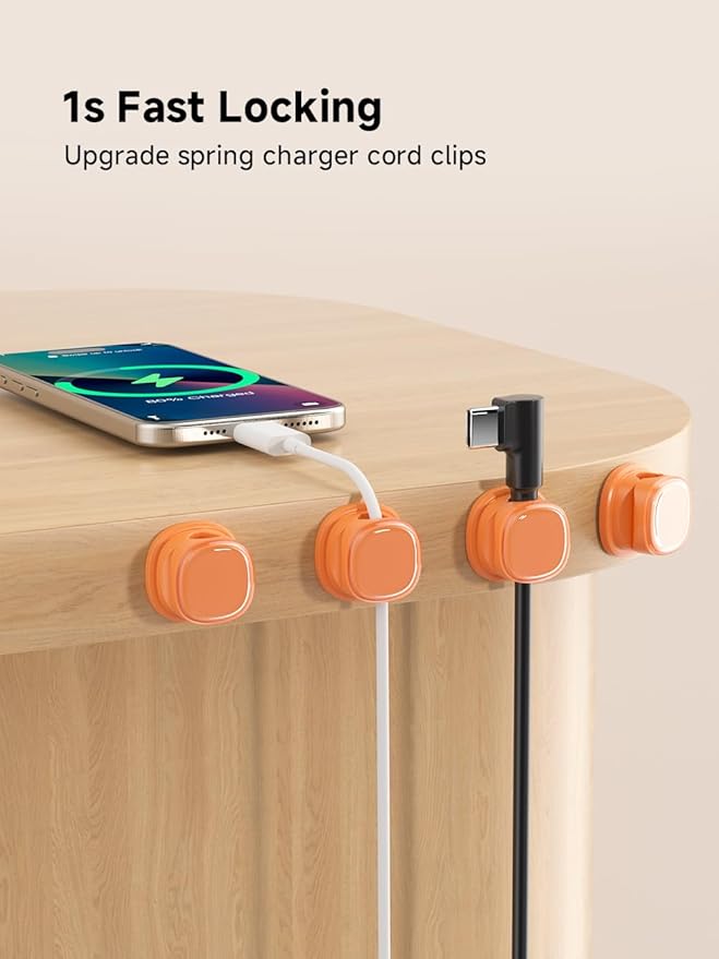 9 Pack Cord Organizer, Spring Cable Management, Adhesive Cute Cable Holder Clips - Image 4