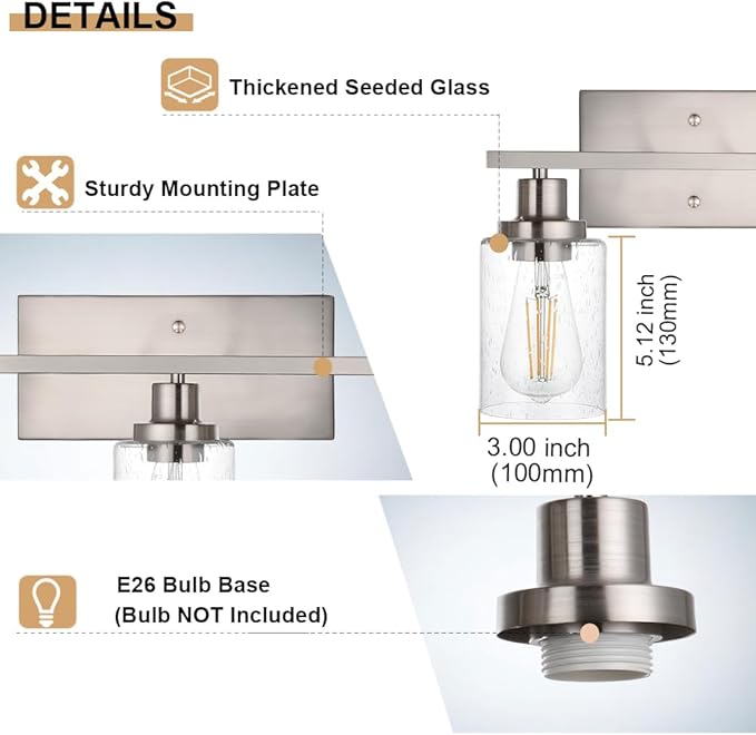 WINSHEN 40-Inches Length Bathroom Vanity Lighting Fixtures Over Mirror in - Image 7