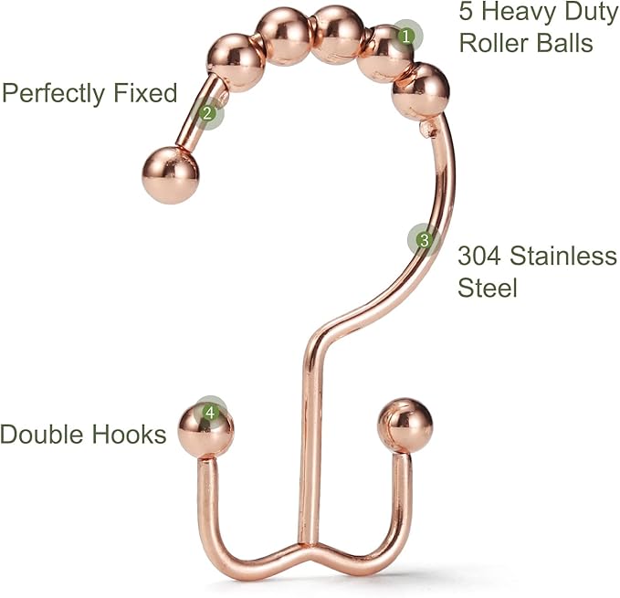 Shower Curtain Hooks, Goowin Shower Curtain Rings, Stainless Steel Shower - Image 4