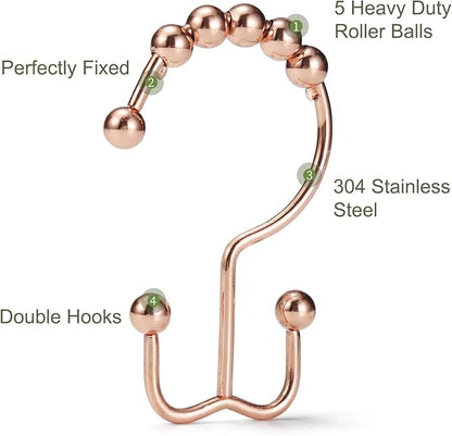 Shower Curtain Hooks, Goowin Shower Curtain Rings, Stainless Steel Shower - Image 4