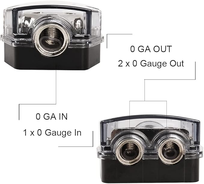 DHYANAOM Amp Power Distribution 2 Way, 0 Gauge in 0 Gauge Out Power - Image 3