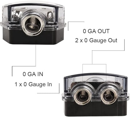 DHYANAOM Amp Power Distribution 2 Way, 0 Gauge in 0 Gauge Out Power - Image 3