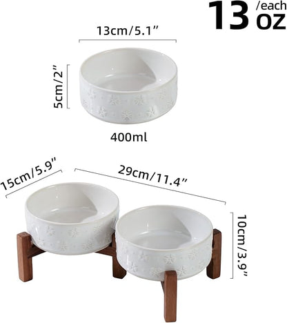 Ceramic 5.1inch Raised Double Bowls Set - Image 2