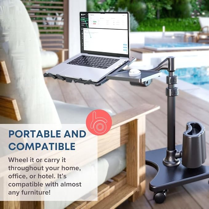 LEVO G2 Deluxe Adjustable Laptop Stand – Rolling Computer Desk & Ergonomic Table - Image 4