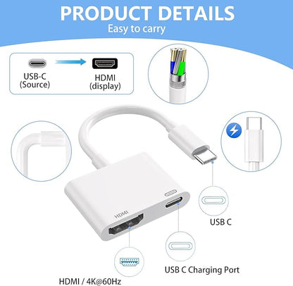 Kinhaly USB C to HDMI for TV, 4K@60Hz Type C to HDMI Adapter - Image 3
