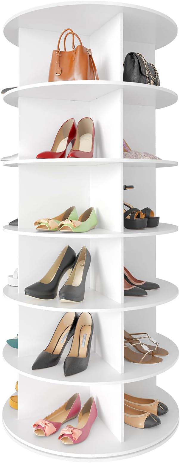 SpaceAid 6 Tier Rotating Shoe Rack Tower, Spinning Shoe Display Lazy Susan by SpaceAid