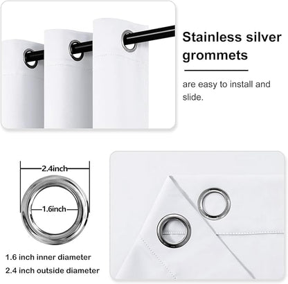 DWCN Room Darkening Curtains 84 Inches Long, Thermal Greyish White Drapes - Image 4