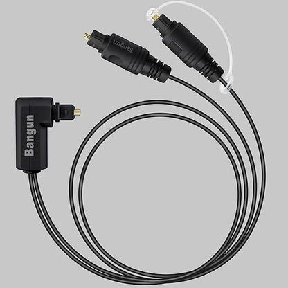 Bangun 90 Degree Optical Audio Splitter 1 in 2 Out Cable, Digital Toslink Fiber by Bangun
