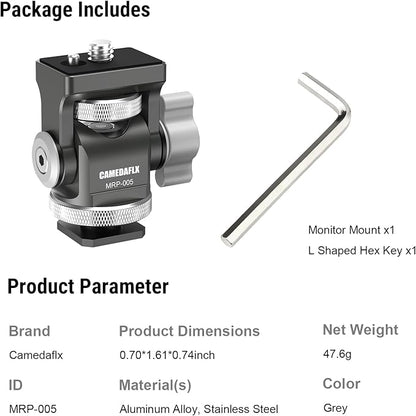 CAMEDAFLX Tilt Adjustable Camera Monitor Mount, Swivel Field Monitor Holder - Image 6