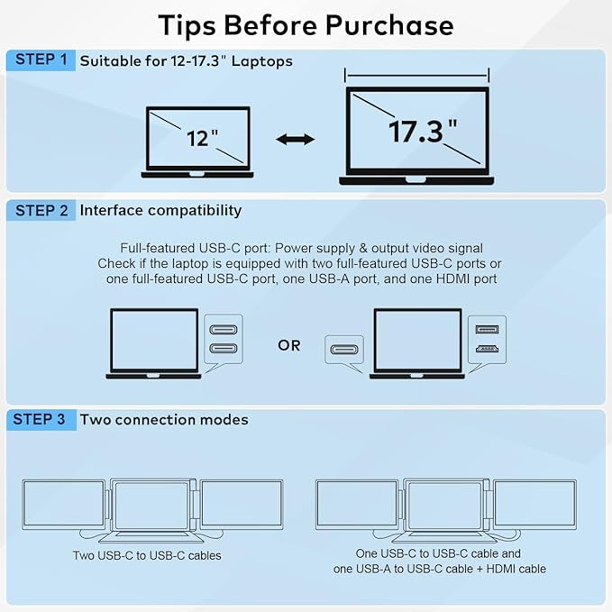 14" Laptop Screen Extender, FHD 1200P IPS Dual/Triple Portable Monitor - Image 6