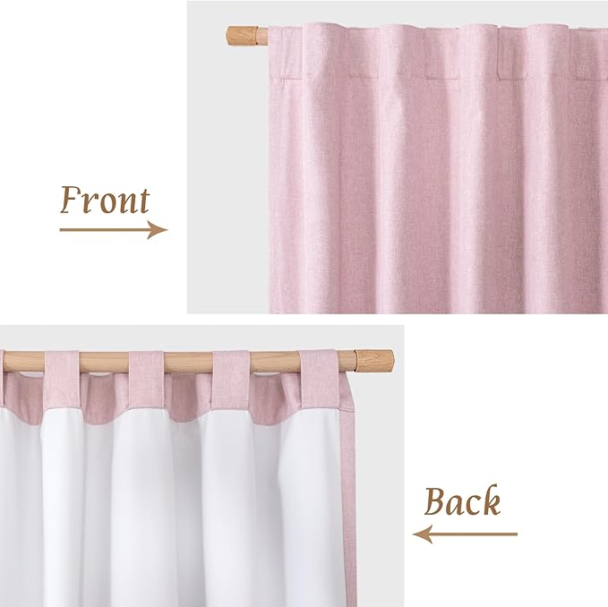 LAMIT 100% Blackout Linen Curtains, 72 Inches Linen Textured Thermal Bedroom - Image 8