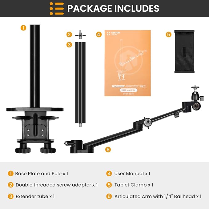 TARION Camera Arm Desk Mount: Heavy Duty DSLR Desktop Mount Camera Stand - Image 7
