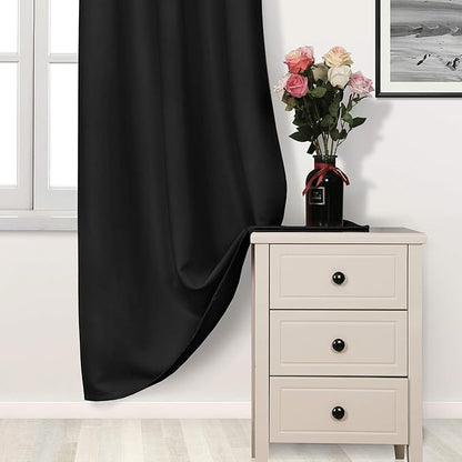DWCN Black Blackout Curtains for Bedroom, Room Darkening Thermal Light Blocking - Image 2