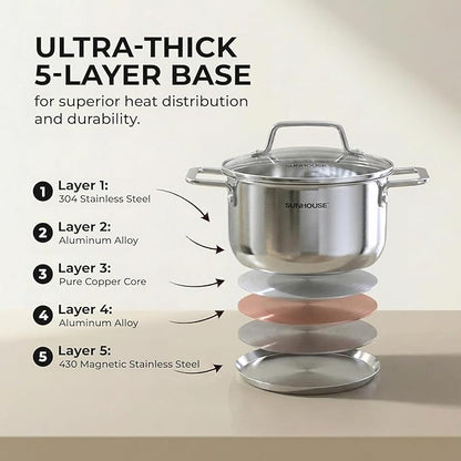 SUNHOUSE 18/8 Stainless Steel Stock Pot - Image 4