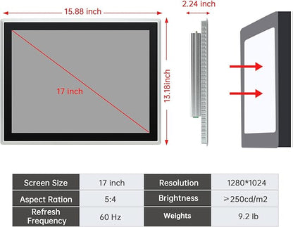 17-Inch Industrial Touch Screen Monitor, Ratio 4:3 Embedded PCAP Touchscreen - Image 4