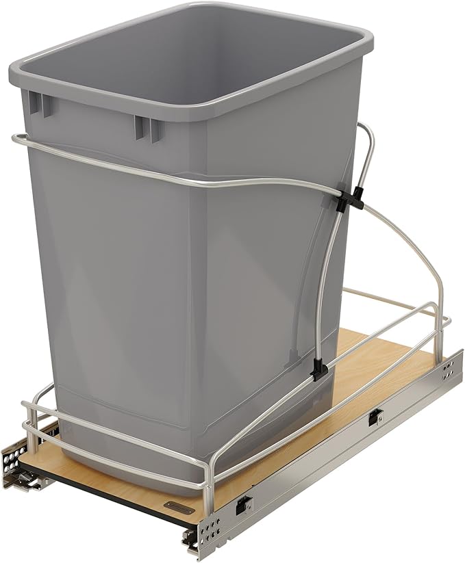 Rev-A-Shelf Steel Bottom Mount Single 35 Quart 8.75 Gallon Waste Bin Trash by Rev-A-Shelf