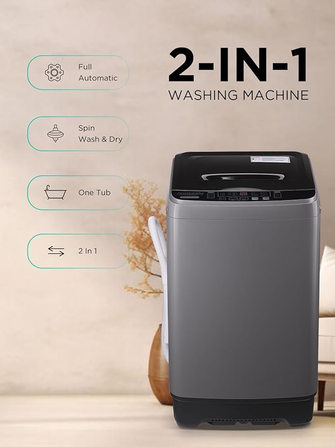 17.7 lbs Washing Machine with Drain Pump, Full Automatic Washer with 10 Wash - Image 7