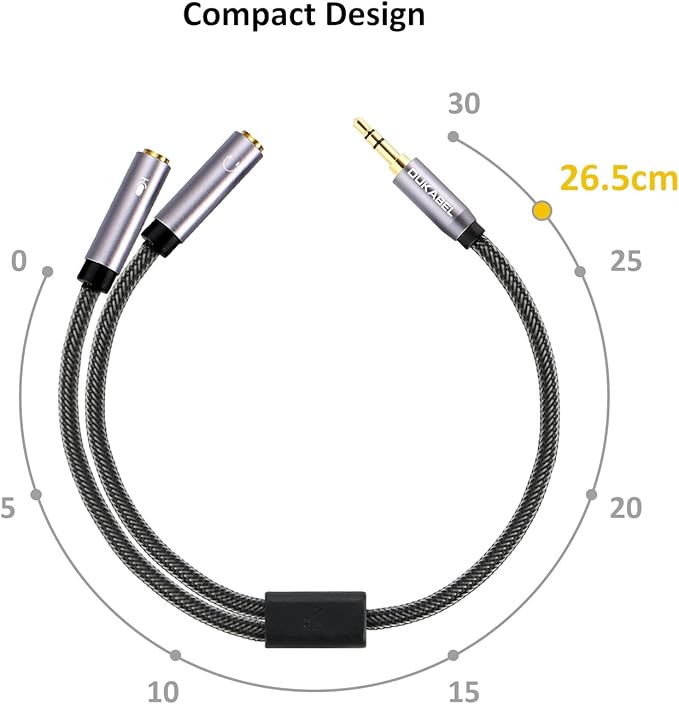 DUKABEL Headsets Splitter Adapter, 3.5mm Jack Separate Headphone & Mic Plug - Image 8