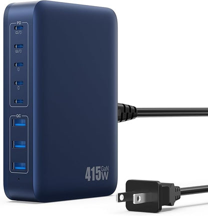USB C Charger 415W USB C Charger Block, 8-Ports GaN IV Fast Charging Station Hub by Kioson