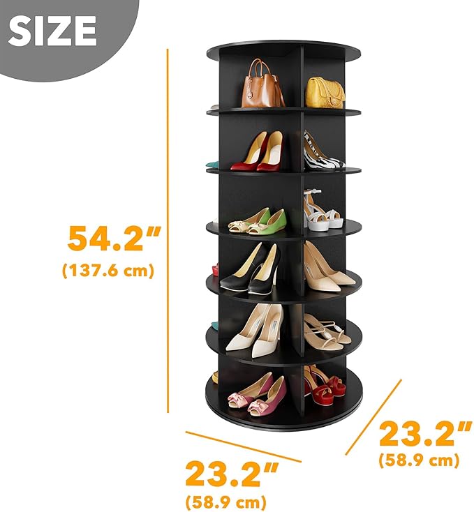 SpaceAid 6 Tier Rotating Shoe Rack Tower, Spinning Shoe Display Lazy Susan - Image 2