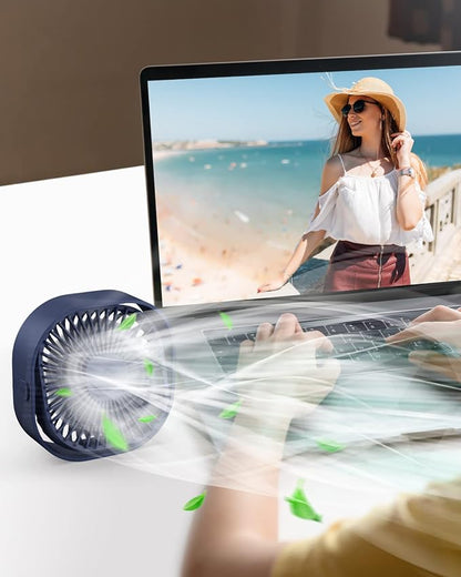 RJVW 4 Inch Small USB Desk Fan, 3-Speed Portable & 360°Rotatable Mini Cooling - Image 3