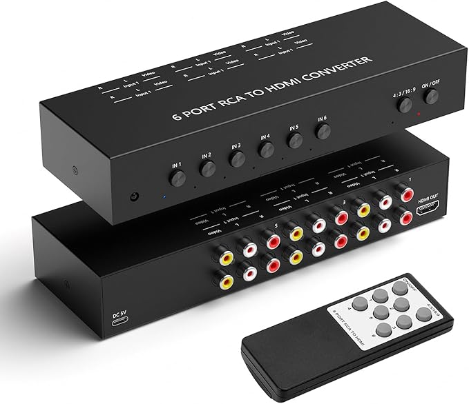 Dingsun 6Port AV to HDMI Converter, Will Convert Input Analog Aignals to a by Dingsun
